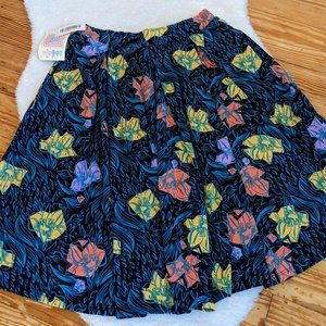 NWT Lularoe Madison Box Pleated Knee Length Dark Floral Print Skirt w Pockets